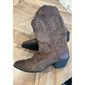 Ariat Women's Boots Heritage Western R Toe Brown Cowboy Stitched Size 9.5